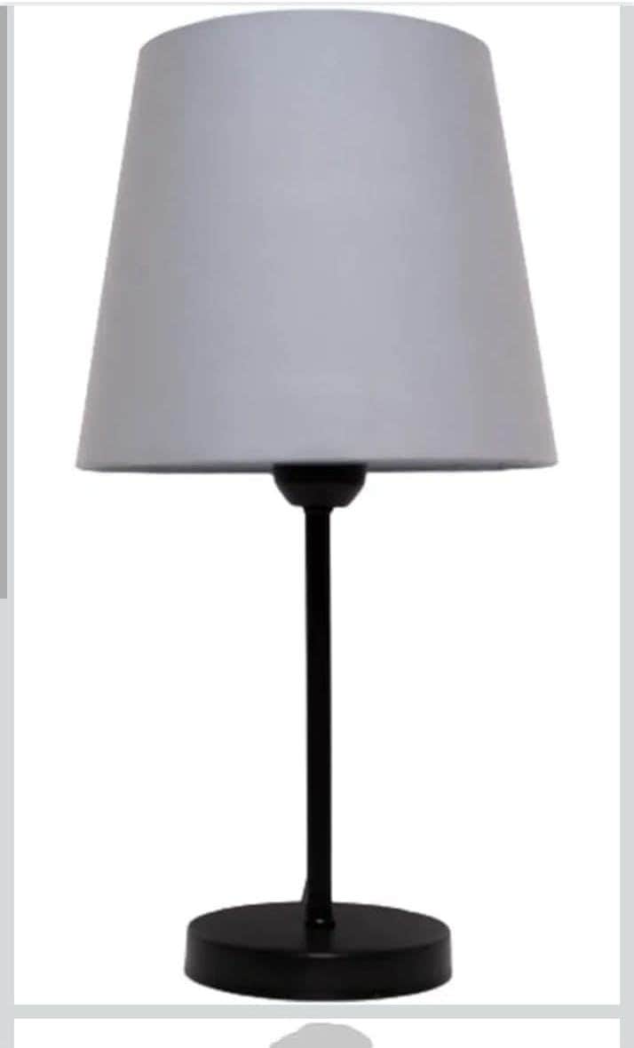 Modern Table Lamp - Stainless Steel & Fabric - Grey