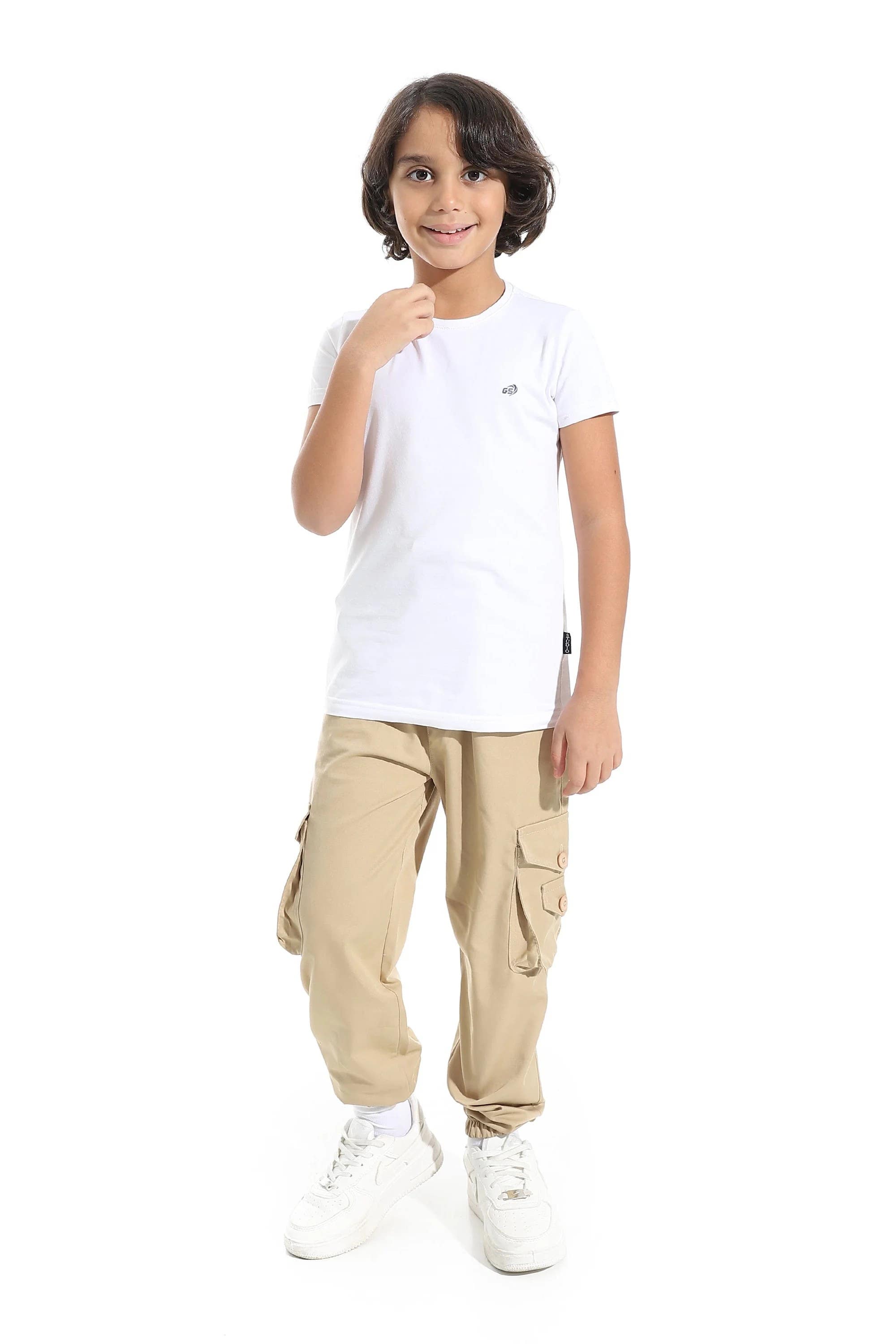 CAESAR Boys' Cargo Pants Comfortable Cotton Grey with Pockets