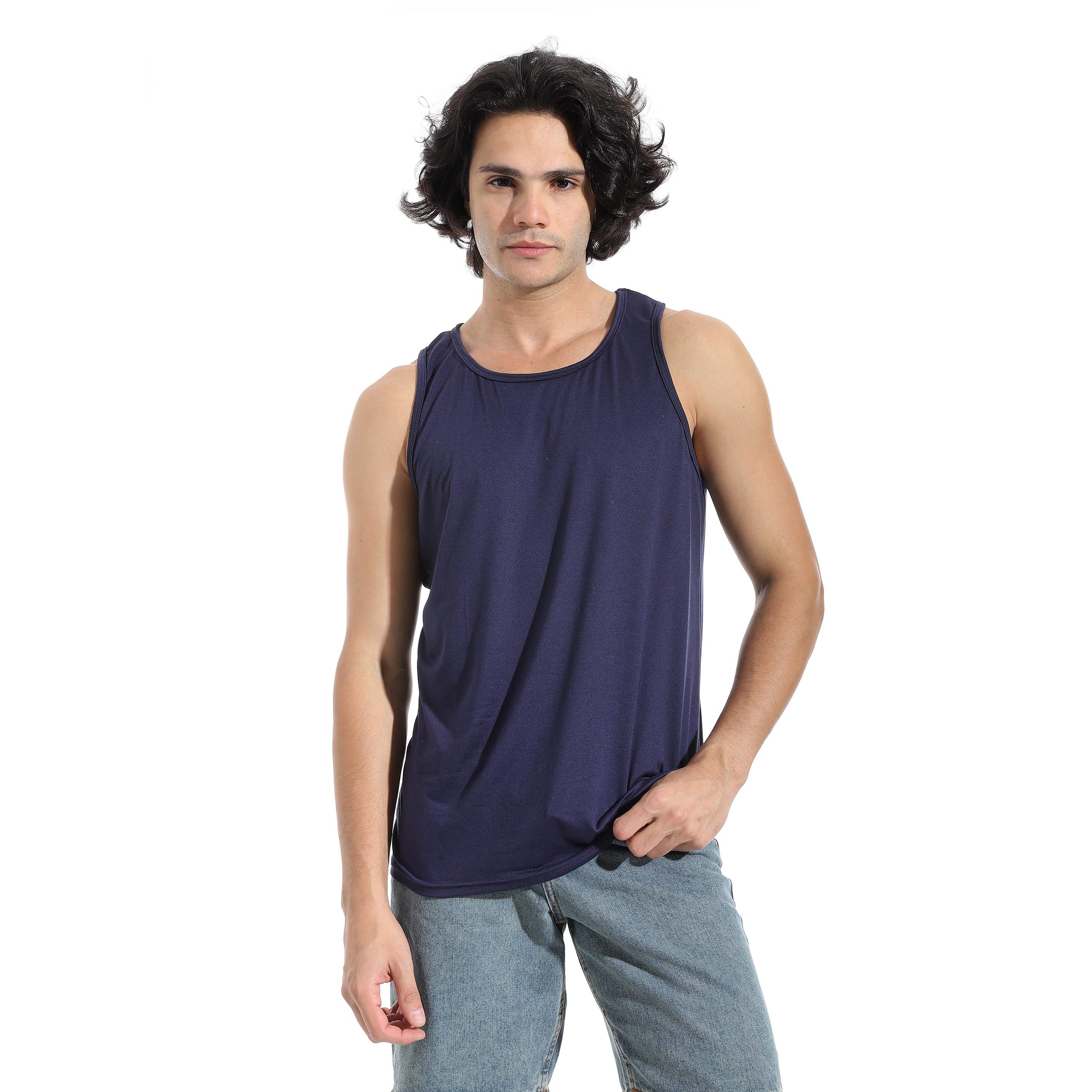 CAESAR Men's Sleeveless Gym Tank Top - Blue Fitness Shirt