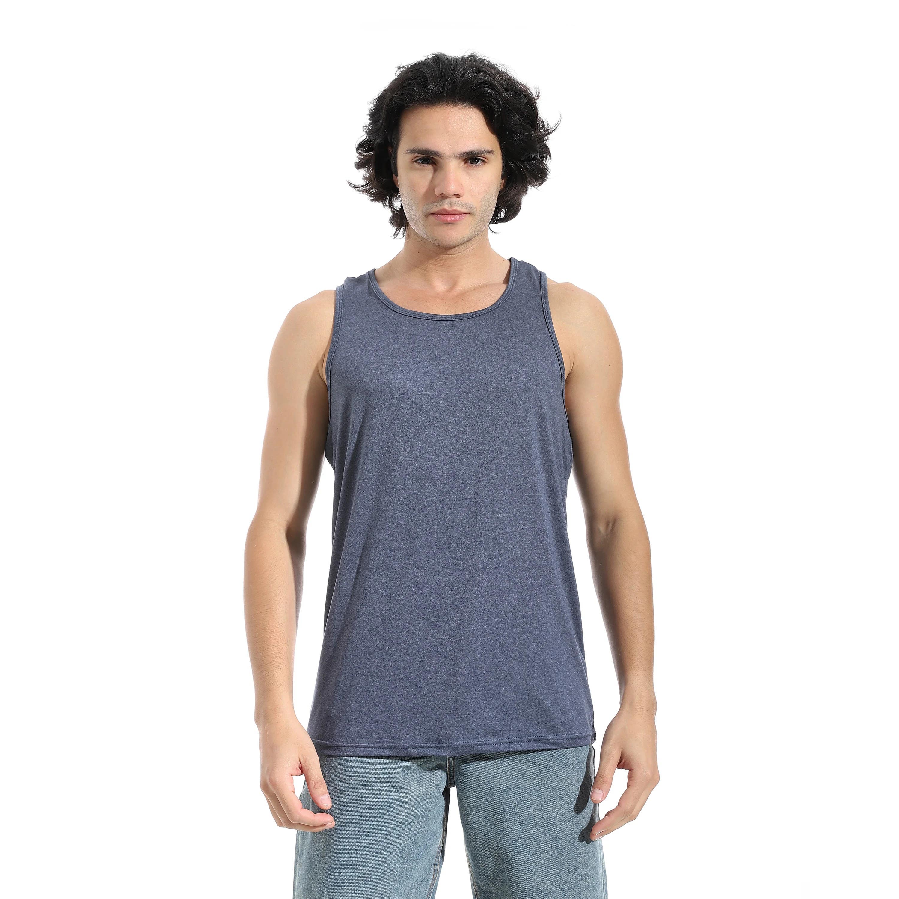 CAESAR Men's Sleeveless Gym Tank Top - Blue Fitness Shirt