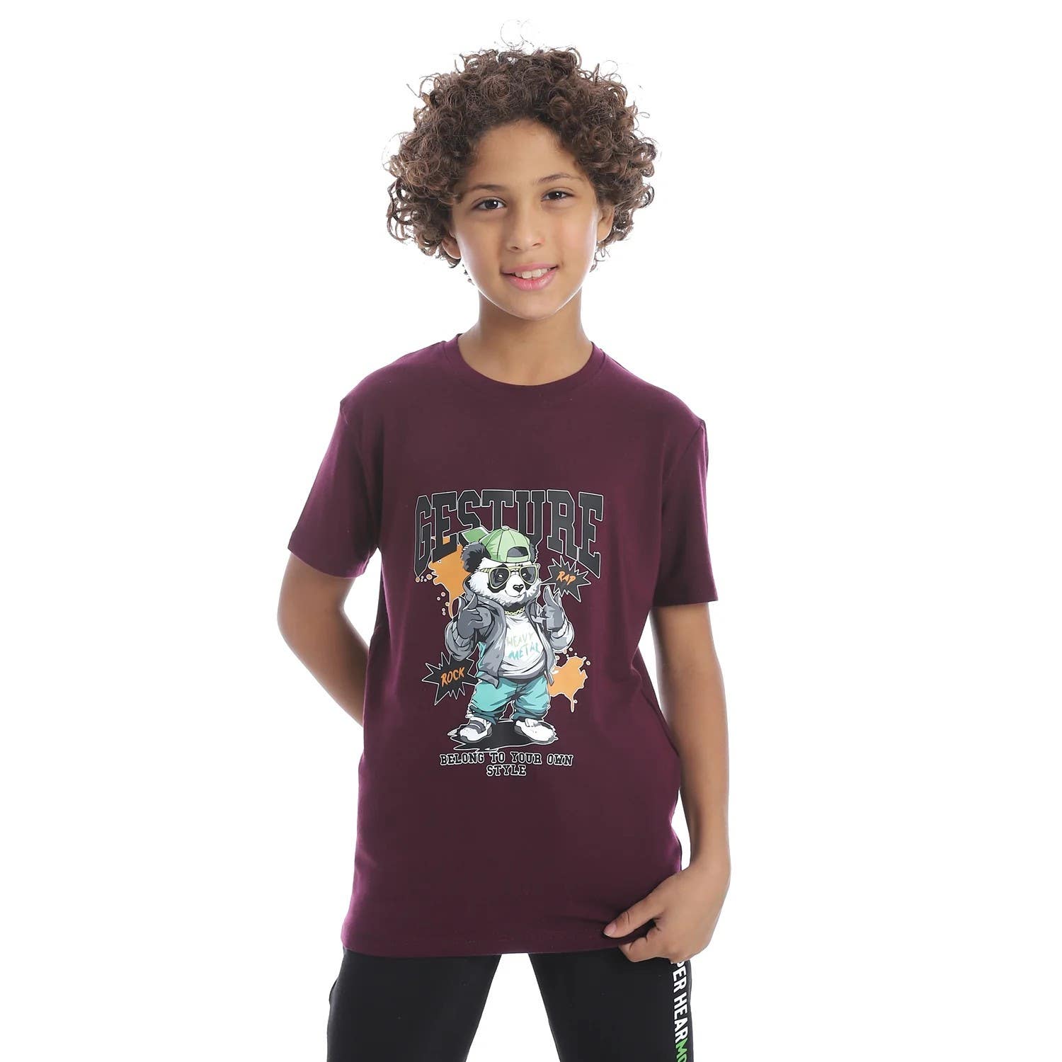 CAESAR Boys Printed Cotton T-Shirt - Dark Purple