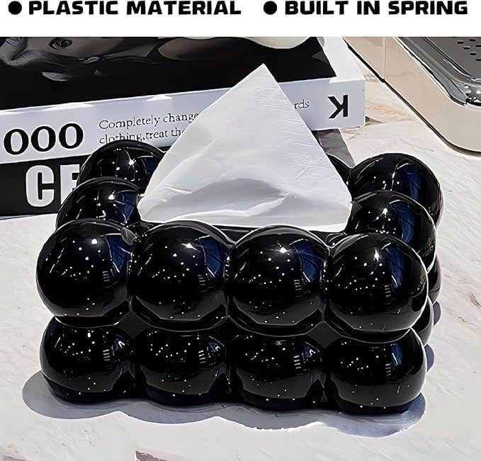 Elegant Marshmallow Tissue Holder Box - Black