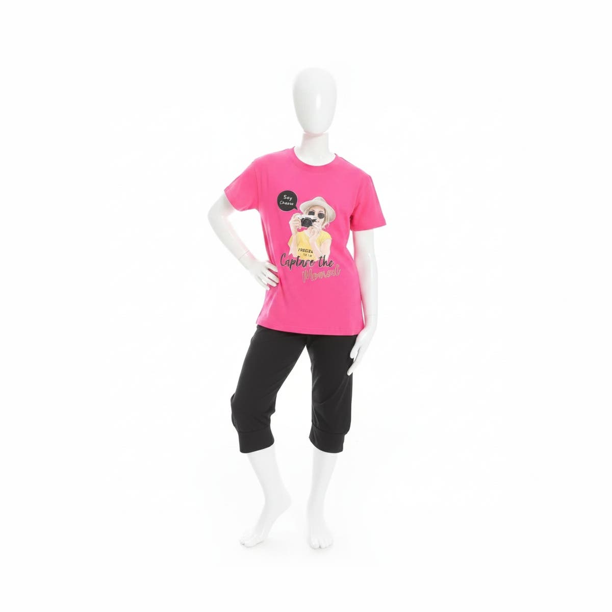 CAESAR Girls Cotton Pajama Set with T-Shirt & Shorts
