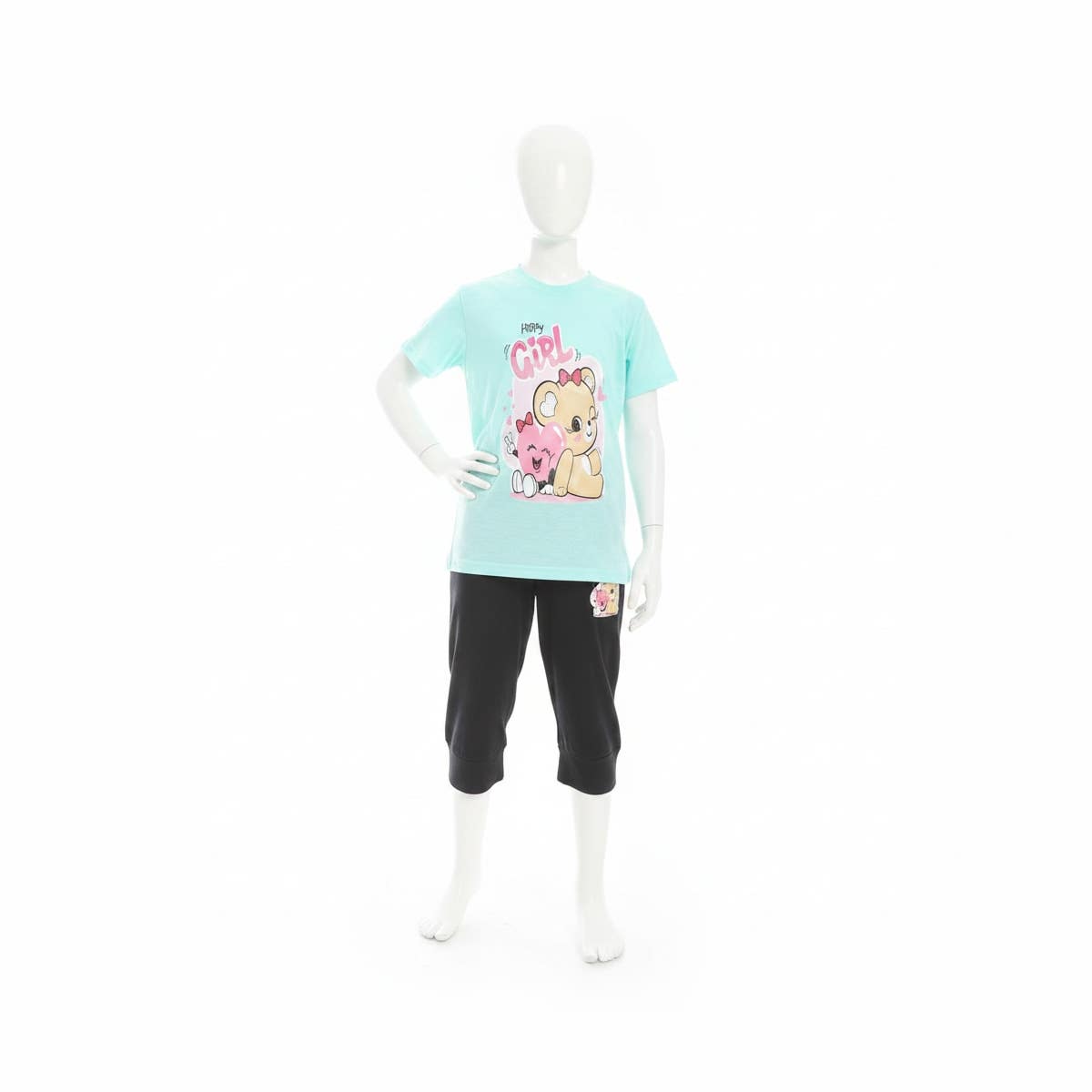 CAESAR Girls Cotton Pajama Set with T-Shirt and Shorts