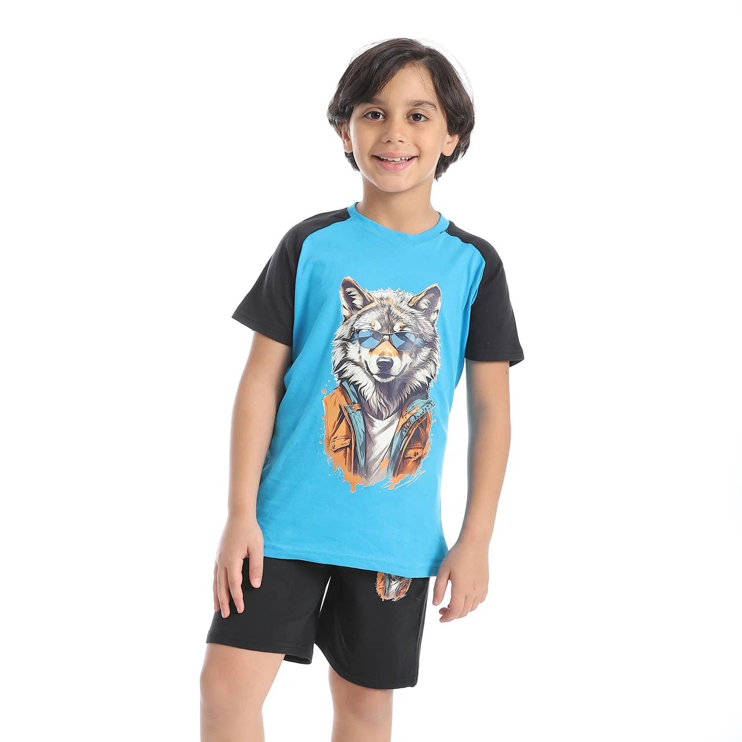CAESAR Boy's Cotton Set: T-Shirt and Shorts - Fox Print