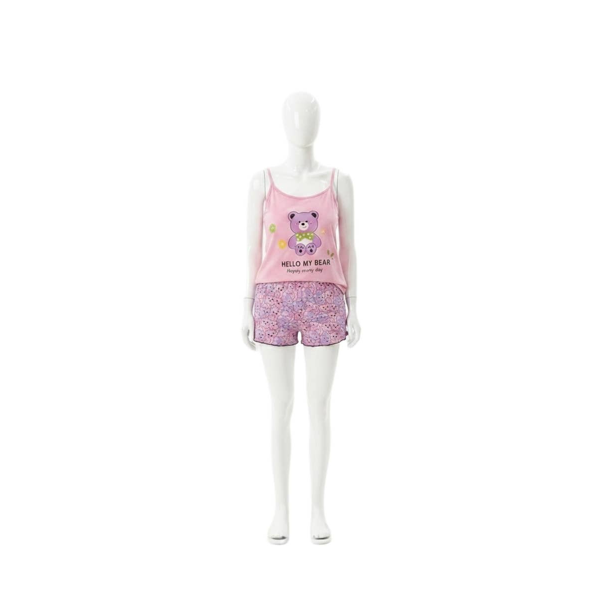 Women's two-piece hot shorts with teddy bear print