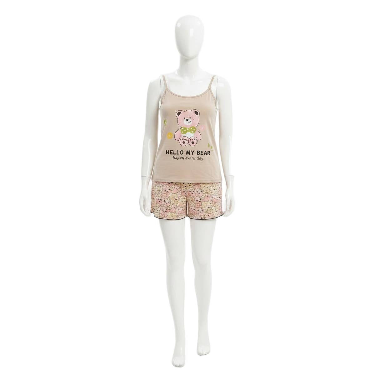 Women's two-piece hot shorts with teddy bear print