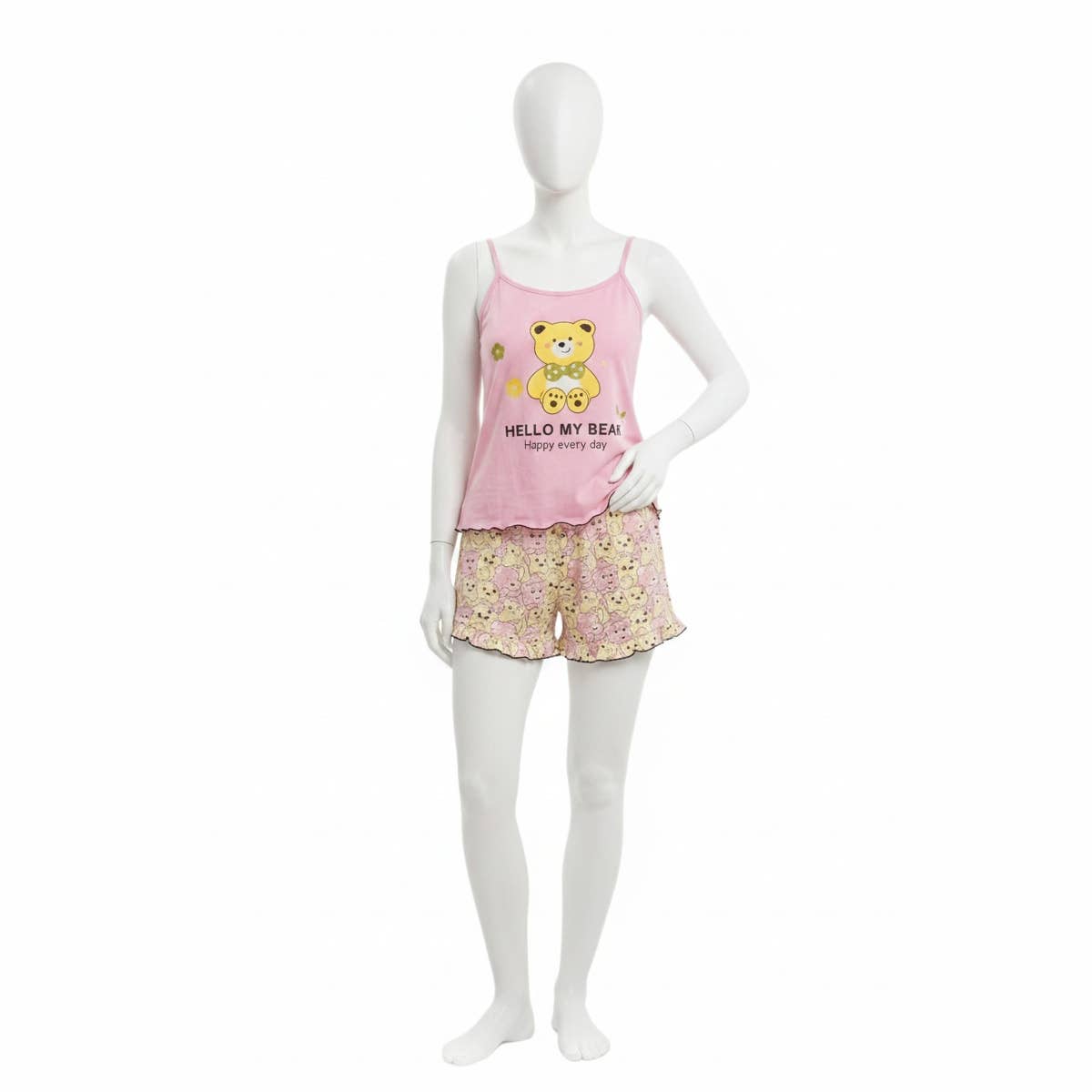 Women's two-piece hot shorts with teddy bear print