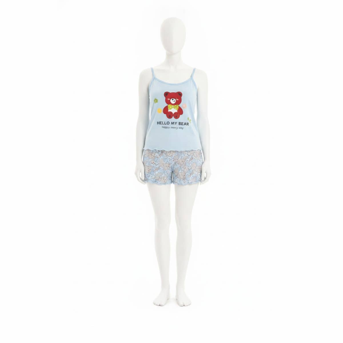 Women's two-piece hot shorts with teddy bear print