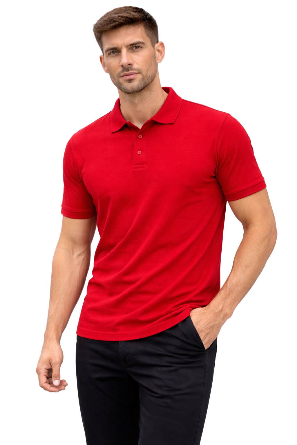 Men's polo shirt with collar and buttons