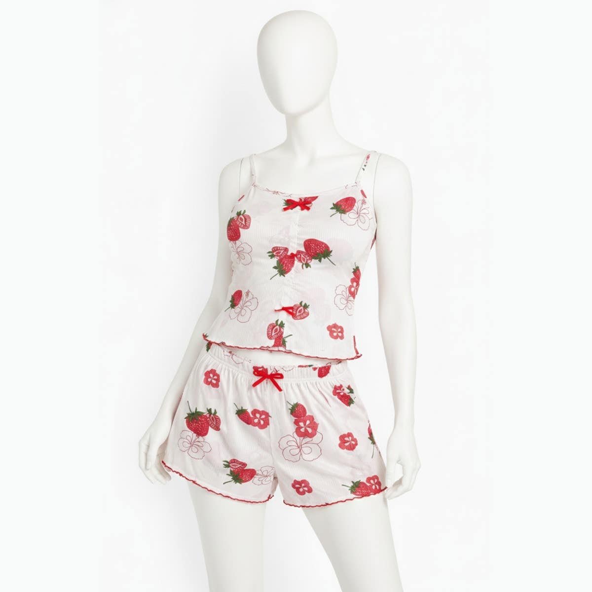 Women's Derby top and shorts with a strawberry print