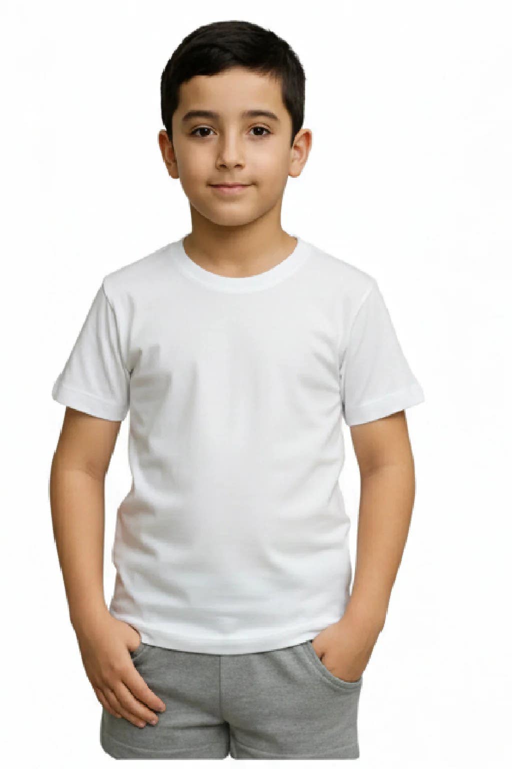 white half-sleeved boys' undershirt