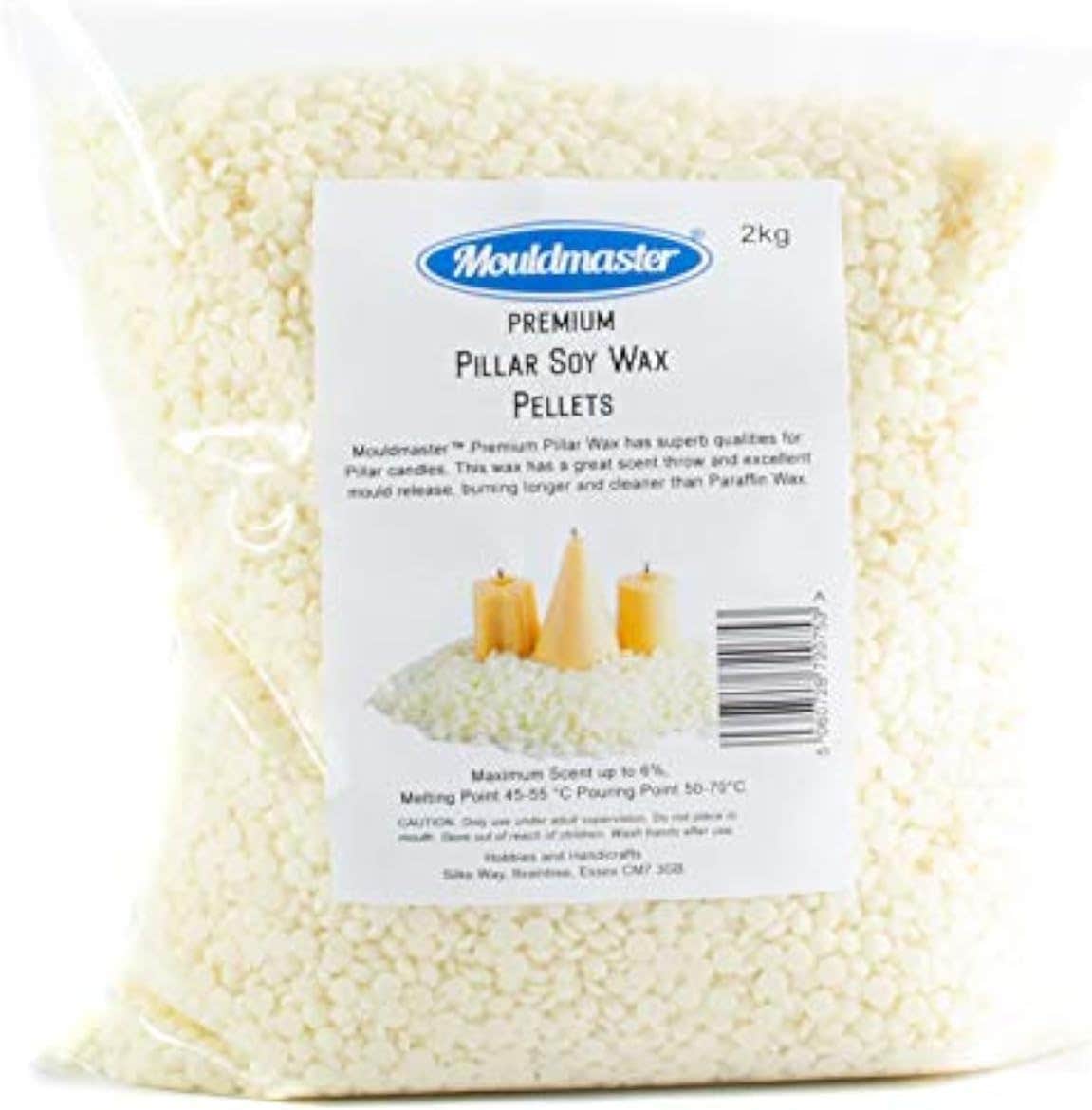Premium Pillar Soy Wax Pellets 2 KG, White/Cream, 2Kg, MP09