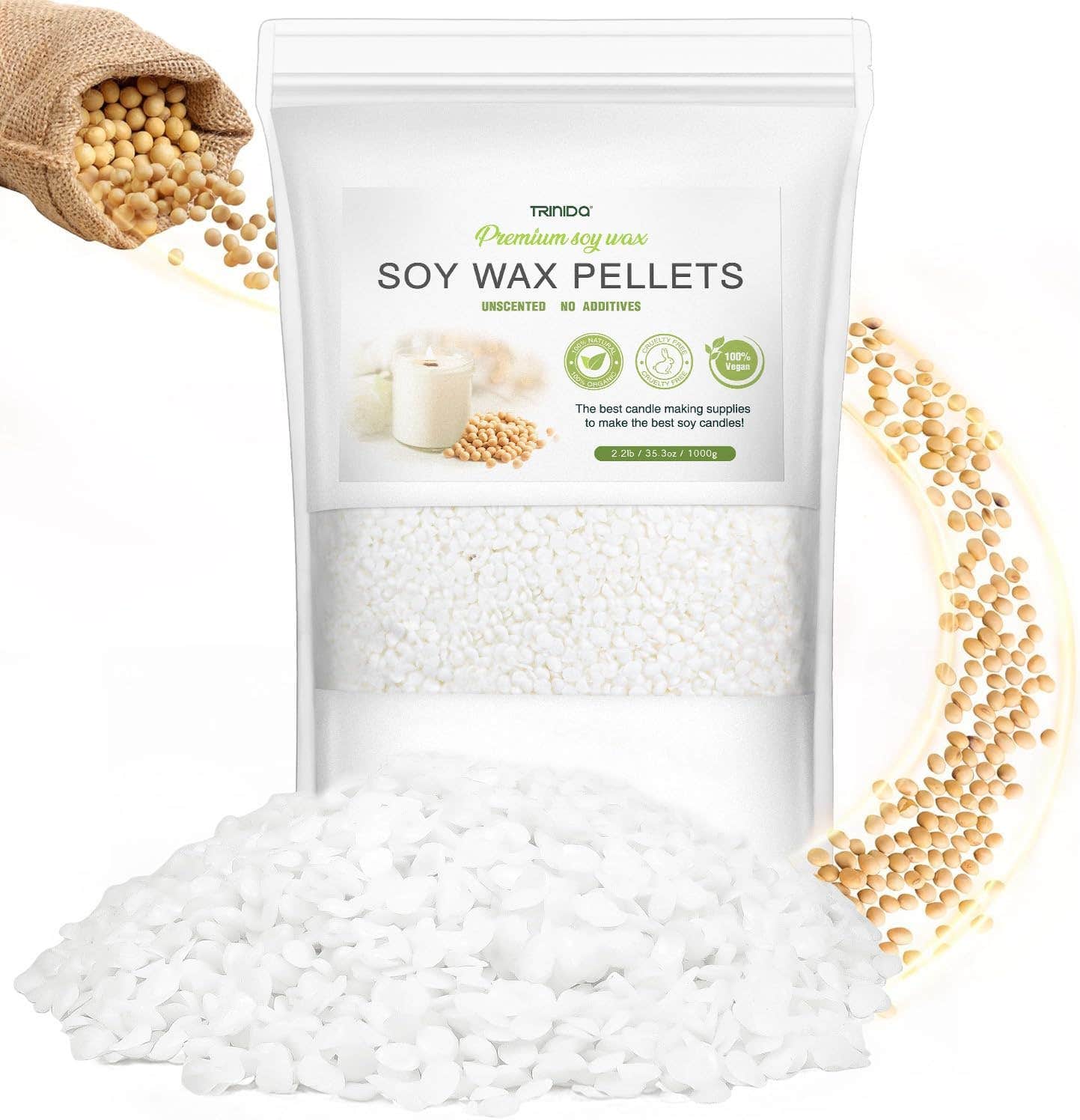 Premium 100% Natural Soy Wax for Candle Making - 1KG