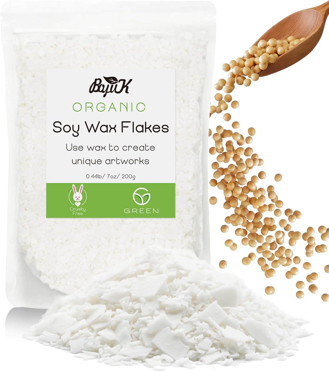 100% Natural Soy Wax Flakes for Candle Making - Premium Organic 200g
