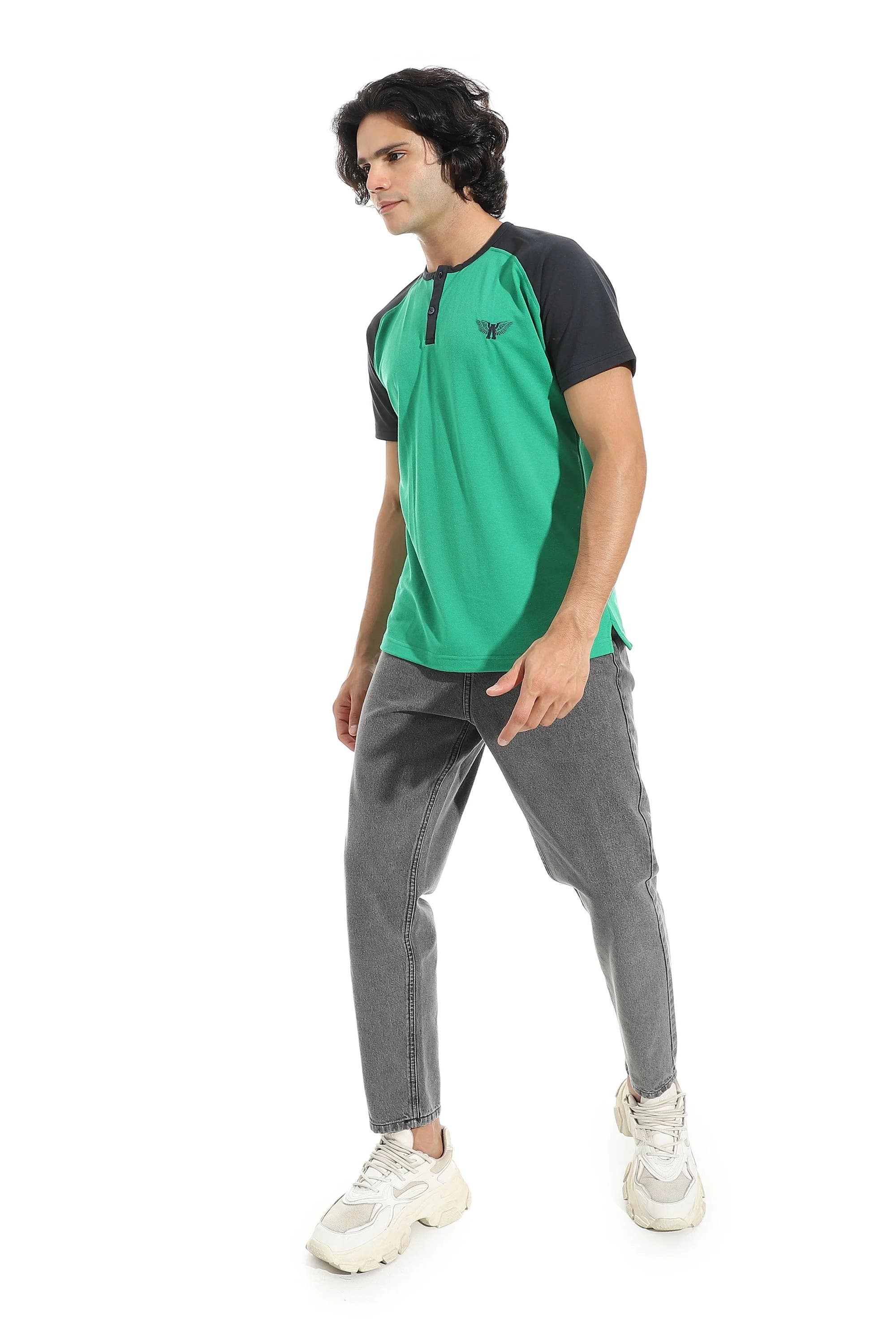 Men’s Round Neck T-Shirt with Chest Embroidery