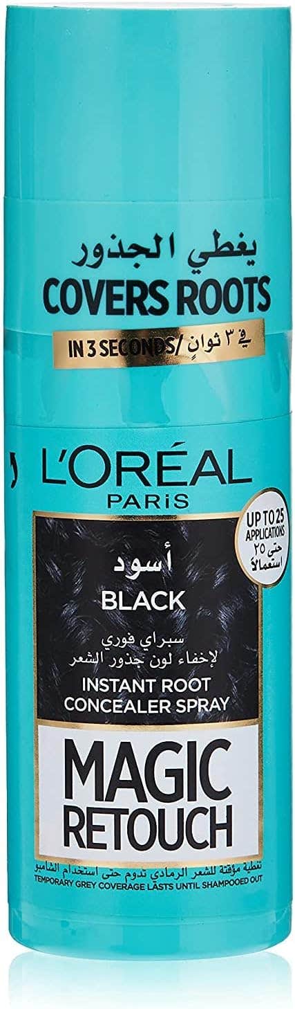 L'Oreal Magic Retouch Instant Root Concealer, Black - 75ml - Temporary Root Coverage