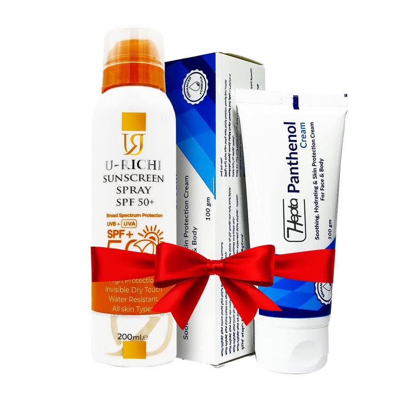 Hepta Panthenol Moisturizing Face & Body Cream + U-Richi SPF 50 Sunscreen Spray