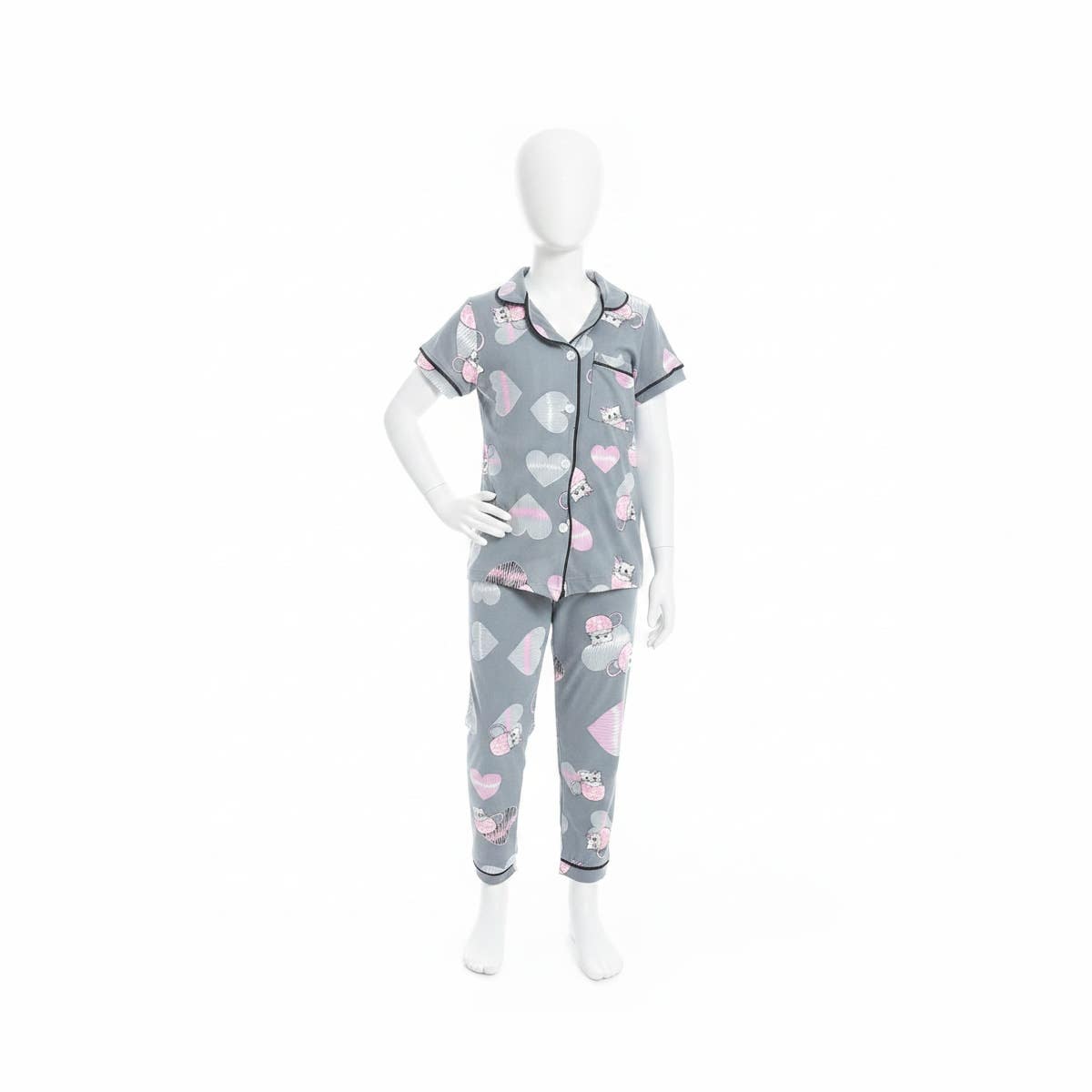 Girl's pajamas with Collared neck