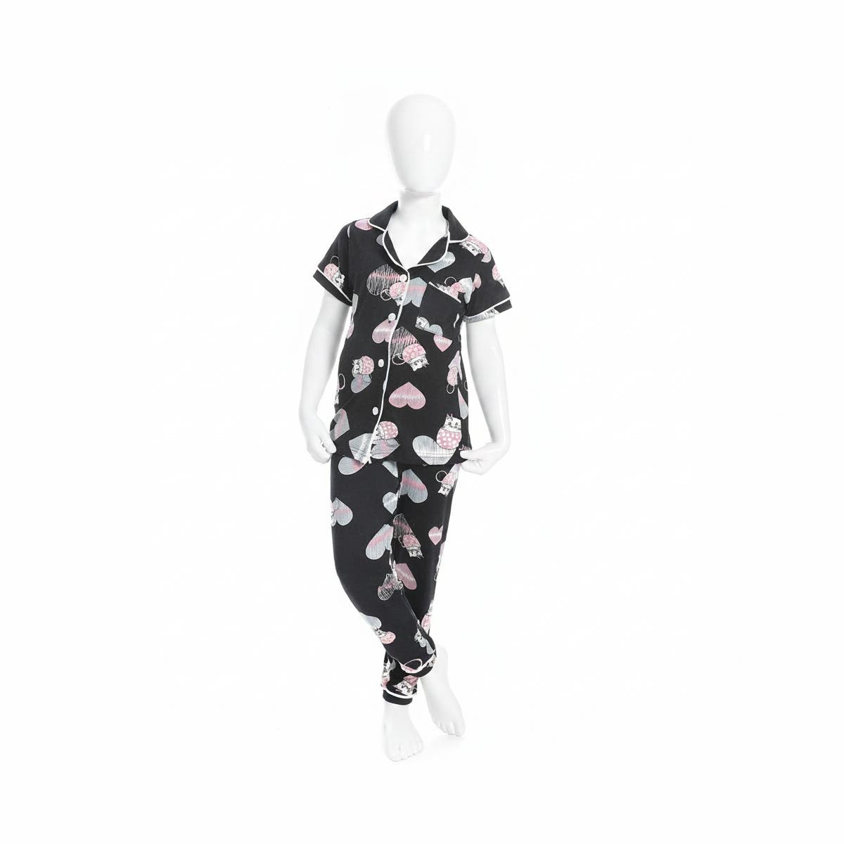 Girl's pajamas with Collared neck