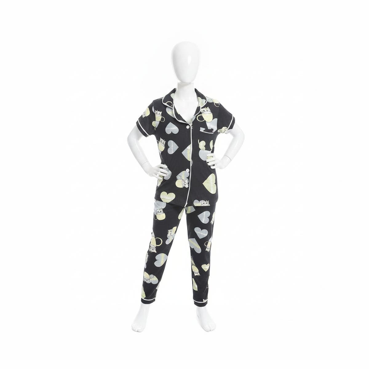 Girl's pajamas with Collared neck