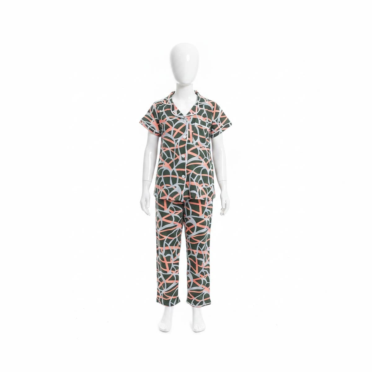 Girl's pajamas with Collared neck