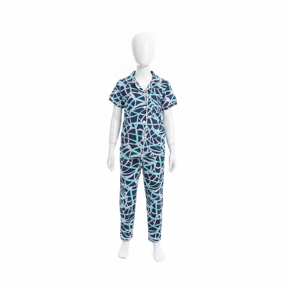 Girl's pajamas with Collared neck