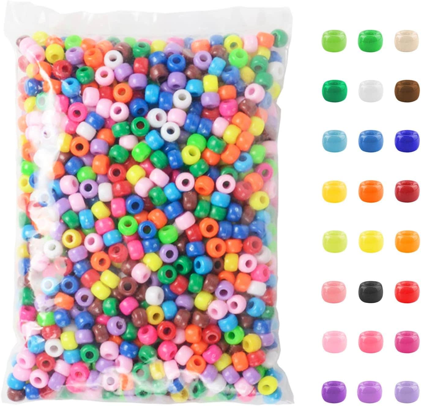 1200 Pcs Pony Beads Plastic Beads for Bracelet Making, Multi-Colored Beads