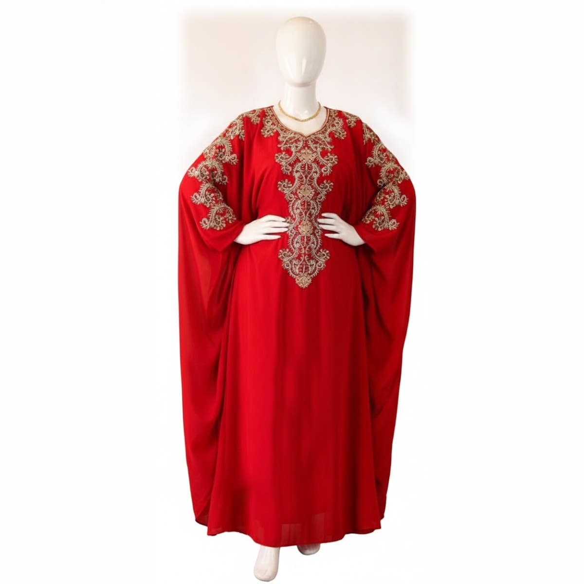 Women's Reception Abaya - Gamal Sons, Chiffon, Model 536, 2 Pieces - Red
