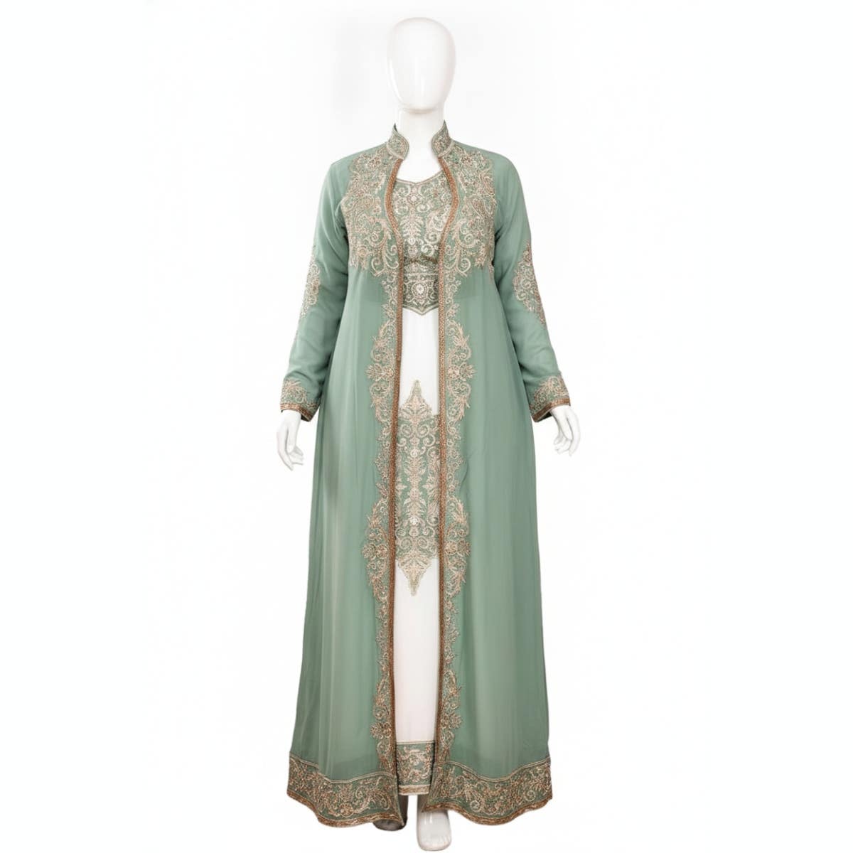 Women's Reception Abaya - Gamal Sons, Chiffon, One Size, 3-Piece, Model 537