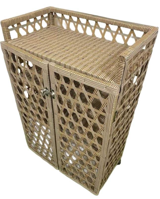 Rattan Shoe Rack Organizer 5 Shelves Beige - Beige