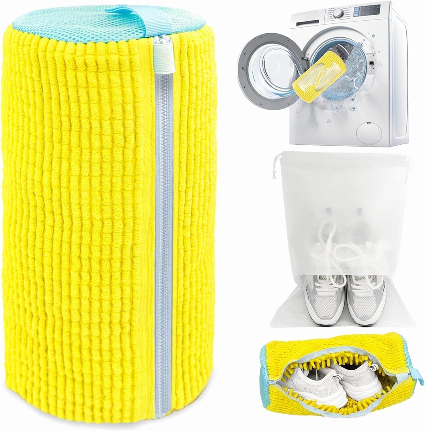 Reusable Mesh Shoe Washing Bag for Sneakers & Trainers - Yellow