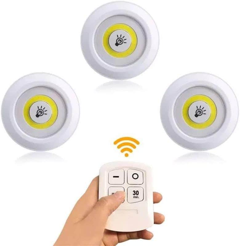 3 Pack Adjustable Wireless LED Lights with Remote Control