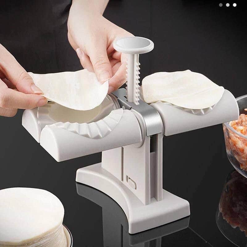 Automatic Dumpling Maker Mould Machine Household Dumpling Maker Press Double Head Automatic Dumpling Wrapper Tool Dumpling Skin Maker Molds, Easy-tool for Dumpling, Wrap Two At A Time