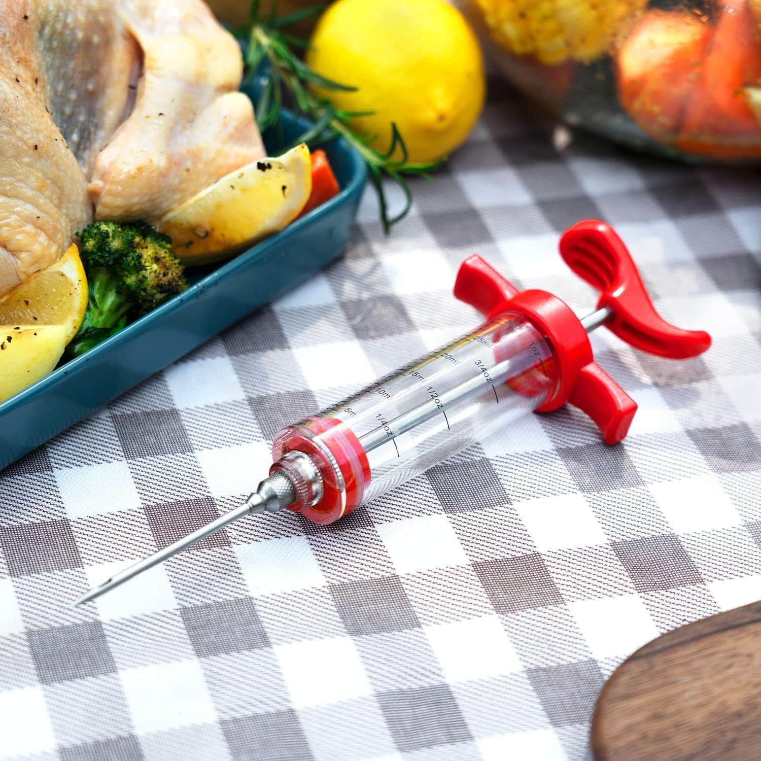 30ml Stainless Steel Universal Seasoning Syringe, Durable Handle, Smoked Chicken Beef Turkey Seasoning Tool, BBQ Tool
