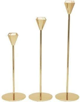 Candle Holder, Set of 3 Candle Holders, Metal Decorative Modern Candle Holders for Wedding, Dinner, and Public Party (Gold)