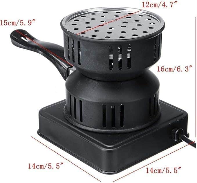 - Electric Charcoal Starter, Fire Burner Stove For Hookah Porcelain Coating Removable Handle For Boiler Bbq, Fire Entry And Coal Burner | Black |