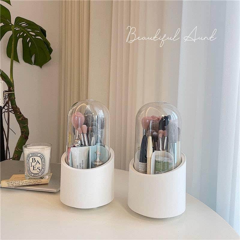 360 Degree Rotating Makeup Brush Organizer – Smart Storage and Stylish Design for All Makeup Tools SH (Clear)