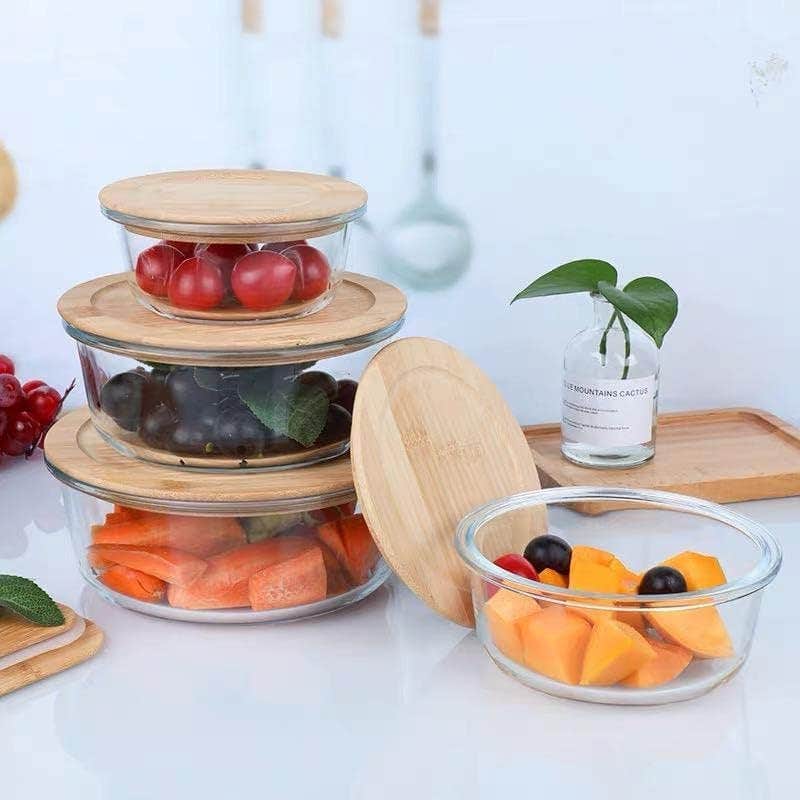 Pyrex Freezer Containers, Portable Fruit Bowl, Microwave Bento Box, Kids Picnic Food Containers, Clear, Set of 3 (Oval Shape)