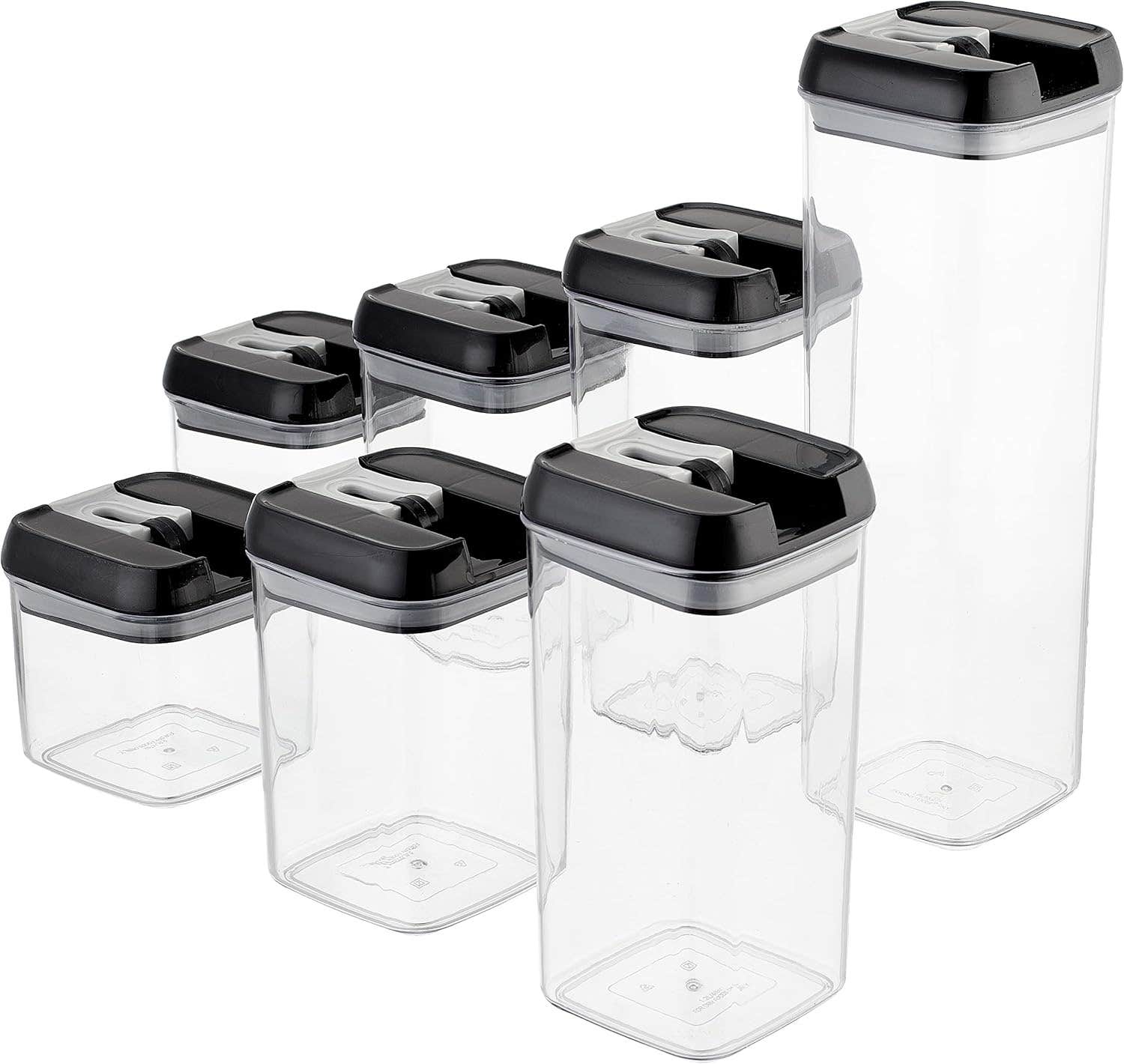 Acrylic Storage Container Set Of 7 Pieces With Different Sizes - Black Clear
