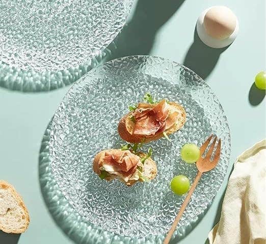 Triangle Glass Dinner and Serving Set - 18 Pieces (6 Large 27cm + 6 Medium 19cm + 6 Pieces Small 12cm) - Elegant Transparent Design for Hospitality and Daily Use (Sugar Fatefit)