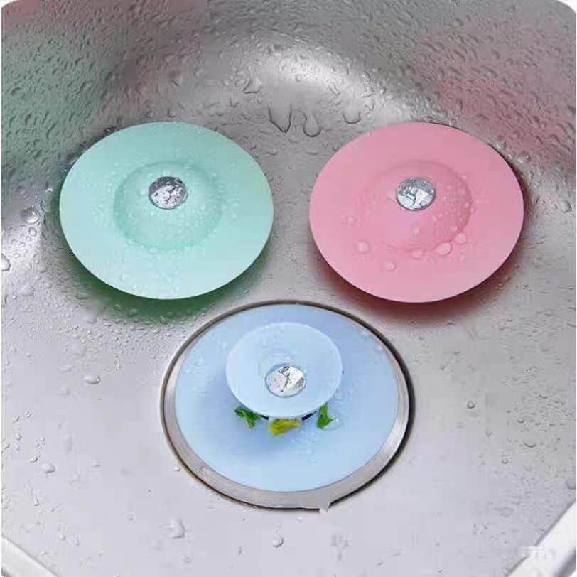 Silicone Sink Strainer - Bathtub Stopper - Kitchen Sink Drain Strainer - Silicone Bathroom Drain Stopper - Specification Hair Strainer with Drain Stopper (3 Pieces)