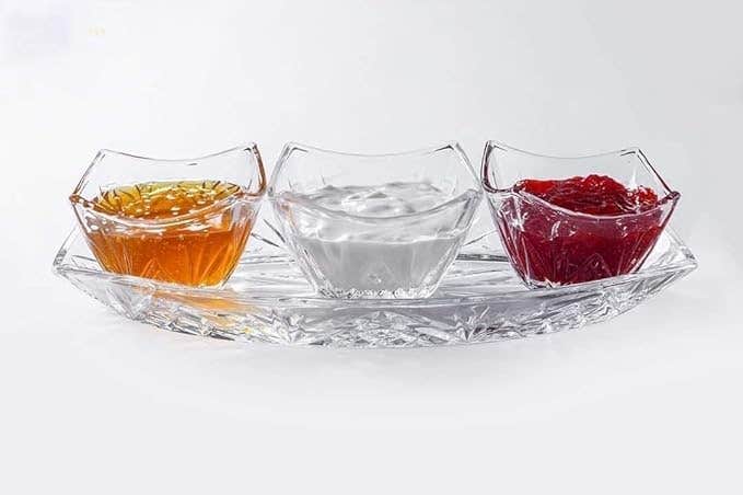 Divided Glass Serving Plate 4 Pieces