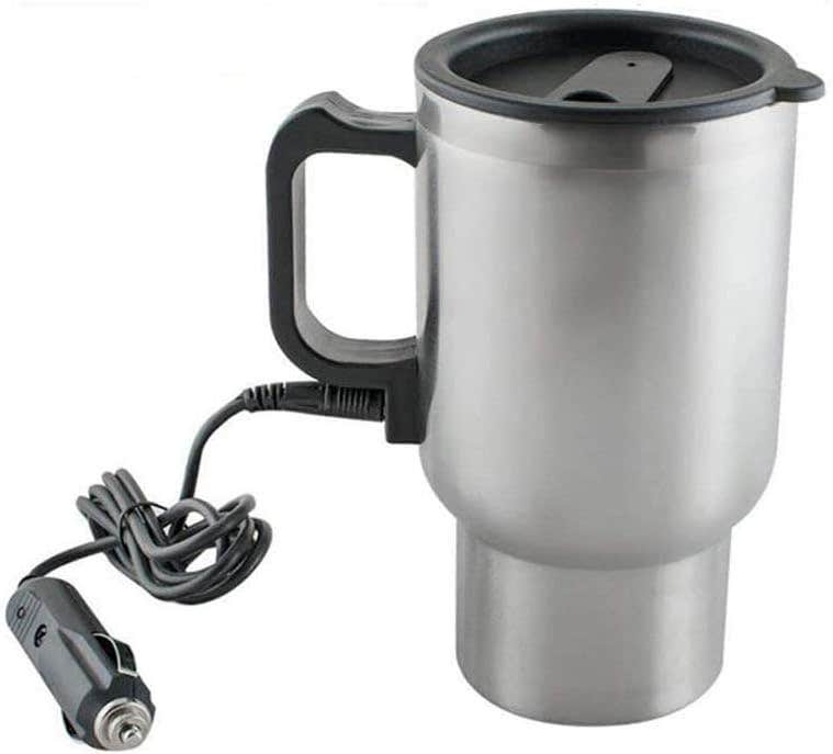 Finlon Stainless Steel 12V Heated Travel Mug - 450ml - Car Thermos Cup
