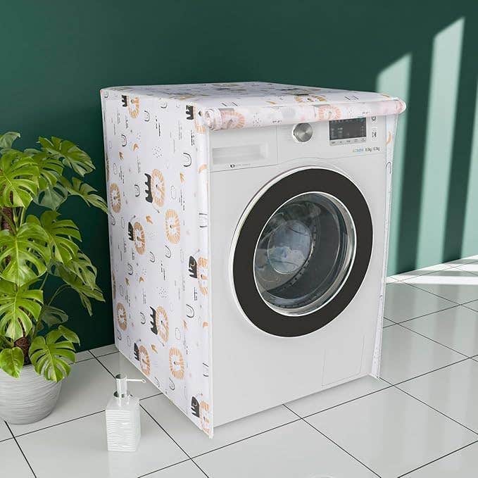 Front Automatic Washing Machine Cover Tarpaulin Multi Shape Protect Your Device from Water, Dust and Sun, Modern Design Fits All Sizes of Front Washing Machines with Easy Cleaning