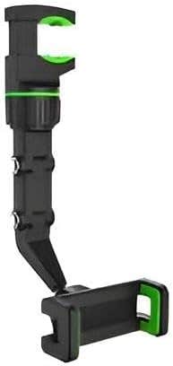 GPS Stand - Multi-Function 360 Rotating Vehicle Bracket for Smartphones and Navigation Systems in Black Finish with Vibrant Green Trim