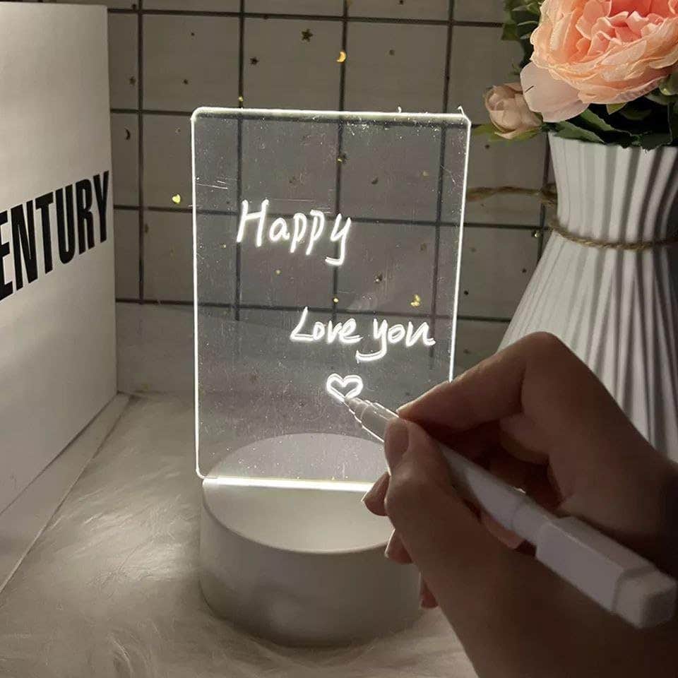 Generic LED Light Up Chalkboard with Writing Pad and Board Holder - Black, USB Rechargeable