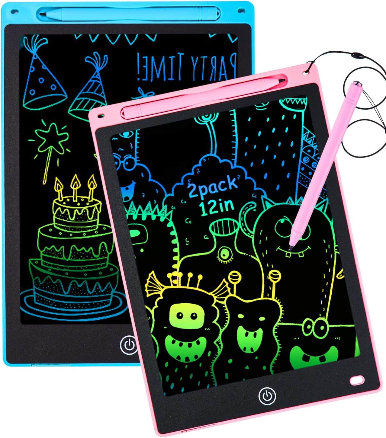 PERMUST 12-inch Colorful LCD Writing Tablet for Kids, 2 Pack