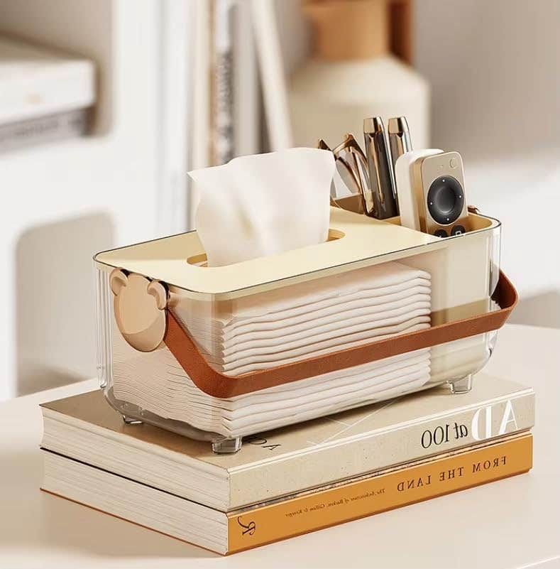 Dollar for Import White Acrylic Tissue Box Holder with Lid and Storage