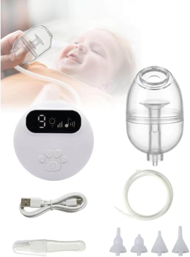 Nasal Aspirator with Night Light & 4 Silicone Tips - Gentle Suction - Baby Nose Cleaner